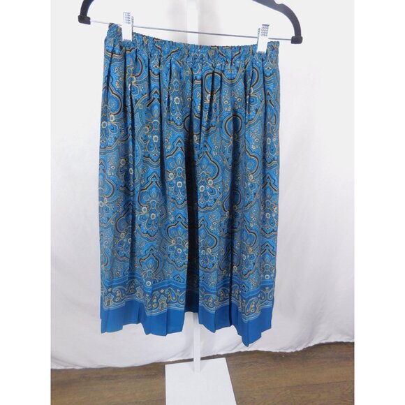 Draper's & Damon's Blue Paisley Border Print Skirt Elastic Waist Boho Witch 10 - Picture 1 of 11